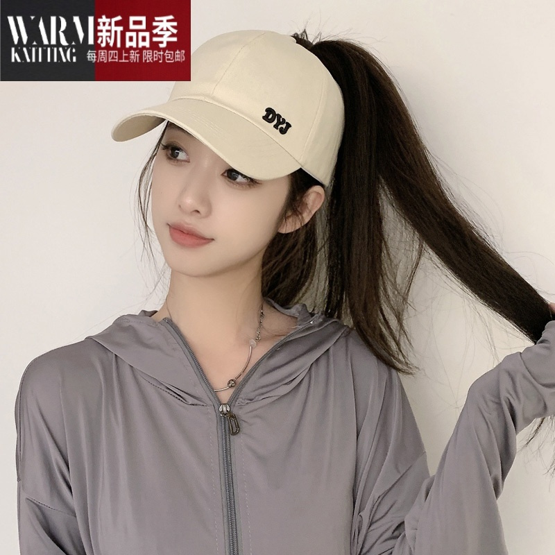 shanchao可扎马尾棒球帽女夏季遮阳帽空顶帽子新款太阳鸭舌帽