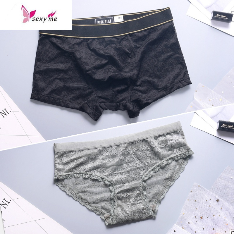新款情侣内裤棉蕾丝创意男女士情侣内衣性感诱惑fishbasket