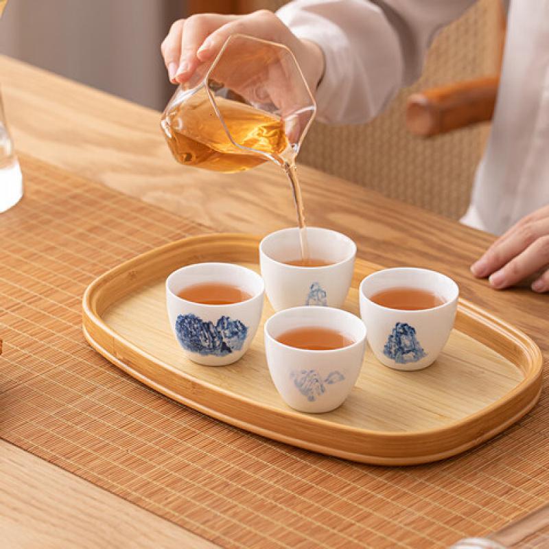 苏氏陶瓷(SUSHI CERAMICS) J1026 万重山 烤花品茗杯 礼盒套装 70ml*4 (单位:套)高清大图