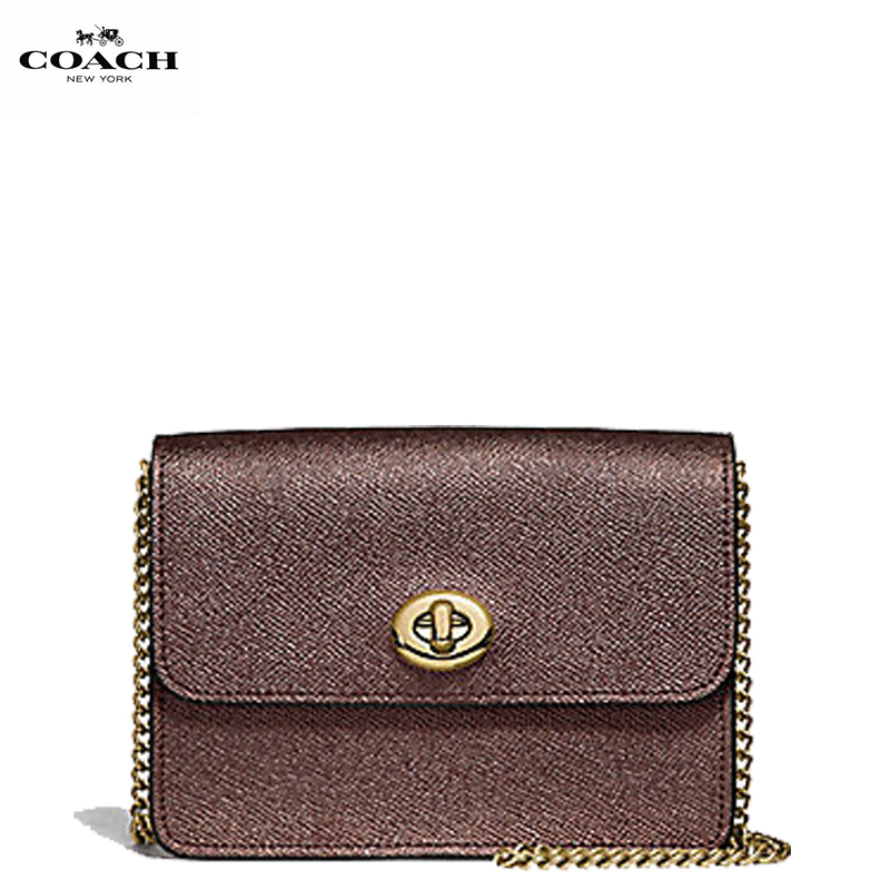 【直营】蔻驰(COACH) Bowery系列十字纹皮革链条单肩包斜挎包小方包女包 搭扣