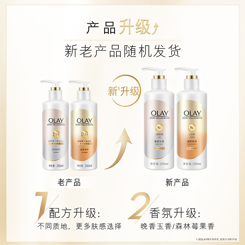 OLAY玉兰油身体乳 烟酰胺+玻尿酸 香味持久 滋养修护身体乳250ml+莹亮修护身体乳250ml