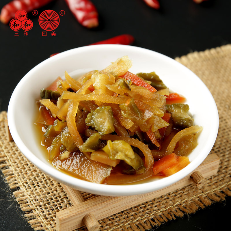 四美酱菜什锦菜扬州特产咸菜瓶装下饭菜老字号自制菜食品375g瓶装榨菜