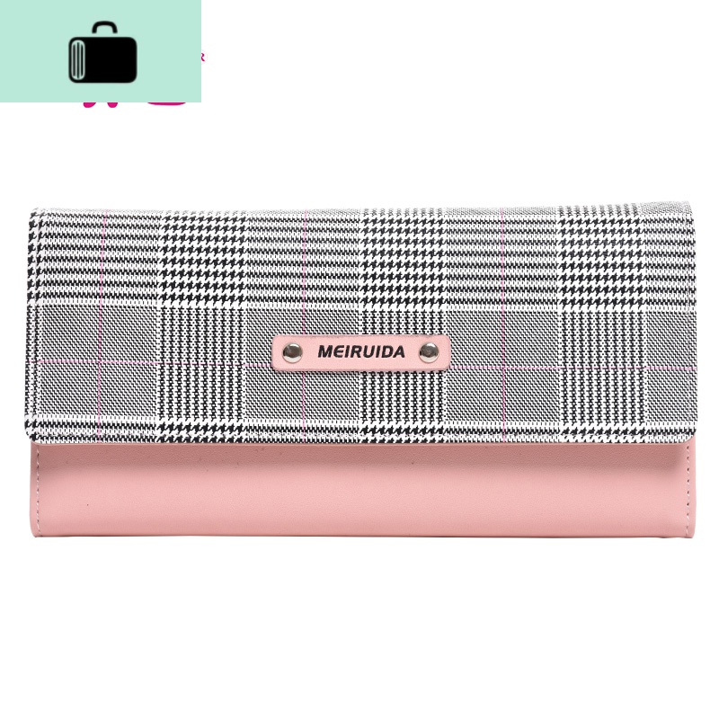 钱包女长款2020新款时尚格子简约大气手拿包折叠大容量手机包NEWLAKE高清大图