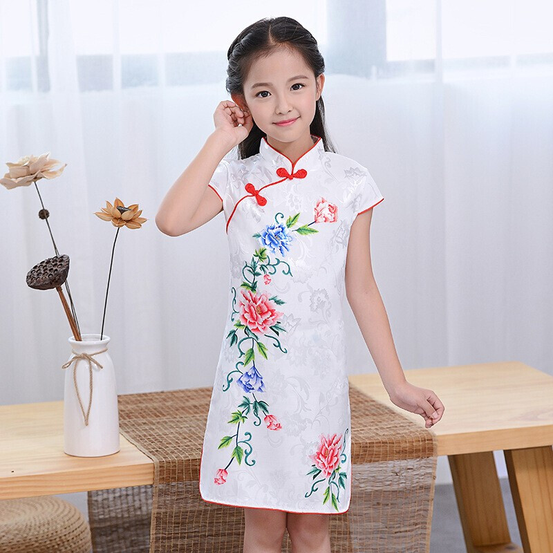 乌鹿女童旗袍夏季演出服儿童洋气中国风童装小女孩公主连衣裙唐装走秀