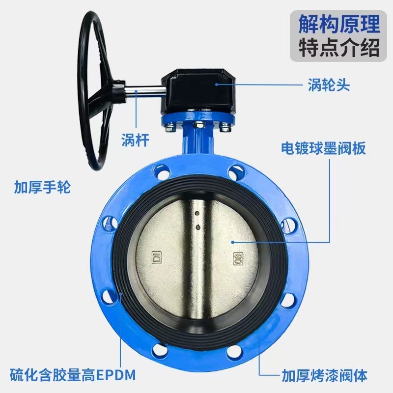 伟鹏双兴 手动铸铁涡轮法兰式蝶阀 DN125 台高清大图