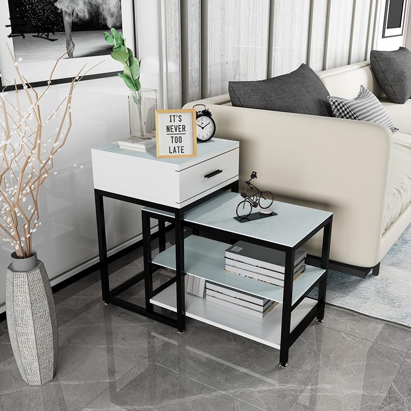 简约现代沙发柜边柜扶手柜客厅卧室玻璃边几角几小茶几边桌可移动定制