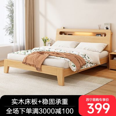 实木床简约现代双人床架1.5米经济型工厂直销1.2单人床出租房家用 单床 1.5*2米【包安装】