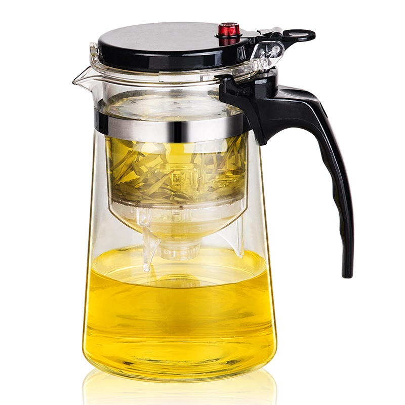 家柏饰(CORATED)飘逸杯可拆洗功夫泡茶壶家用冲茶器全过滤内胆玻璃茶壶套装茶具 1000ML单壶+6个把杯+茶盘高清大图