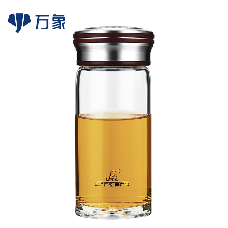 万象玻璃杯单层水晶杯便携玻璃水杯家用喝茶杯办公室泡茶杯