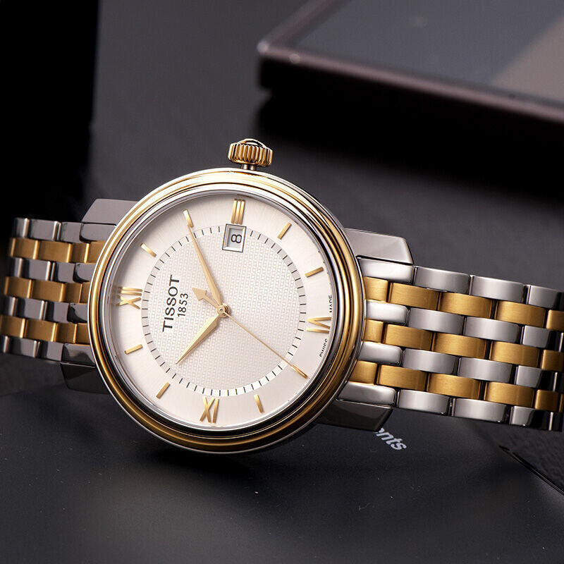 天梭tissot港湾系列石英钢带间金男士手表t0974102203800