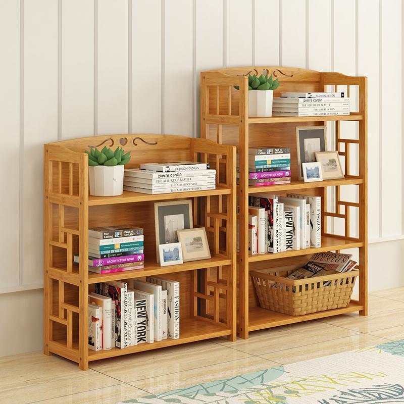 森美人简易书架置物架学生简约现代家用书柜实木落地书房楠竹收纳储物架高清大图
