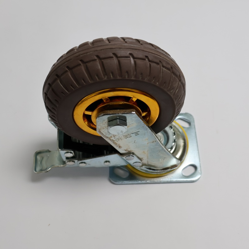 三猫树 橡胶万向轮 带刹车 直径150mm 咖啡色轮胎 6寸 个