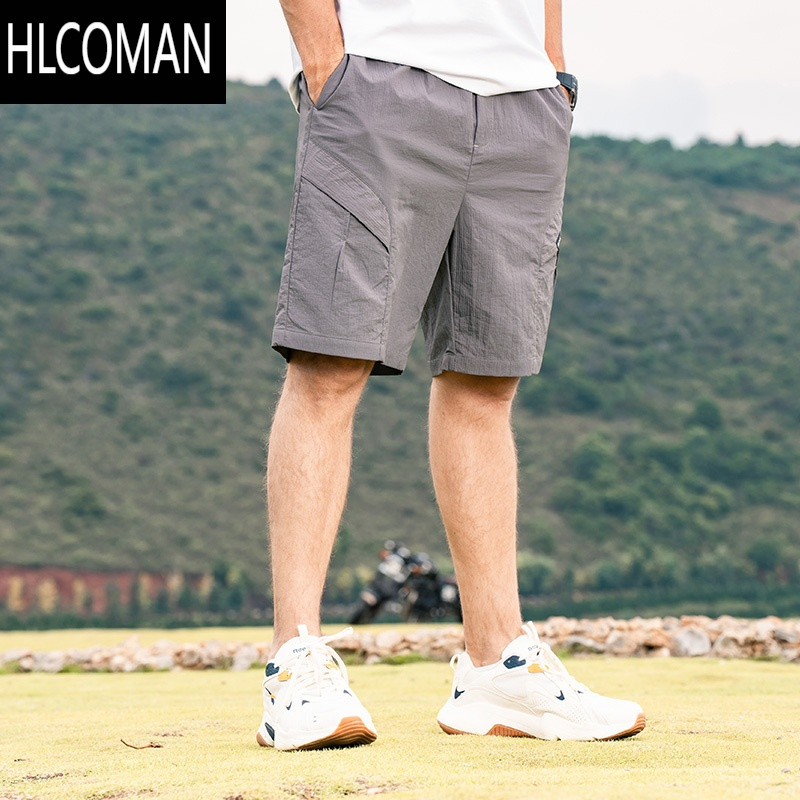 HLCOMAN薄款速干直筒工装短裤男2025夏季新款美式休闲冰丝五分裤子