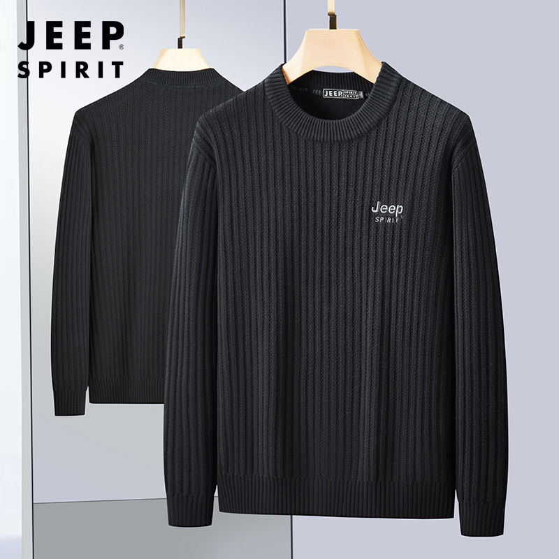 JEEP SPIRIT吉普秋冬新款毛衣男士圆领毛线衣针织打底衫内搭潮流打底衫高清大图