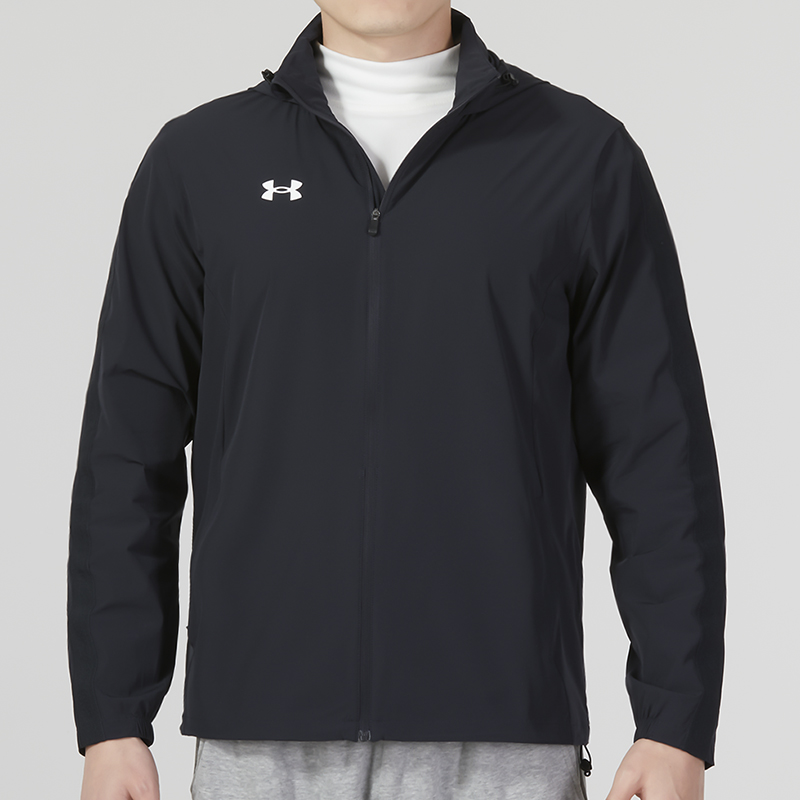 安德玛(Under Armour)UA运动外套男装新款户外连帽梭织训练健身衣夹克23600401-009 ZP高清大图