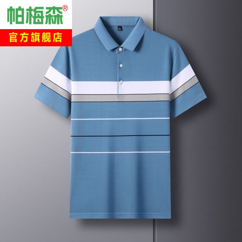 帕梅森夏季男士短袖t恤翻领商务休闲宽松薄款半袖打底衫体恤中青年