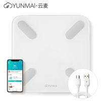 云麦(YUNMAI)USB充电体脂秤白色 智能精准家用电子秤体重秤 钢化玻璃面板 支持液晶显示 饮食分析运动指导