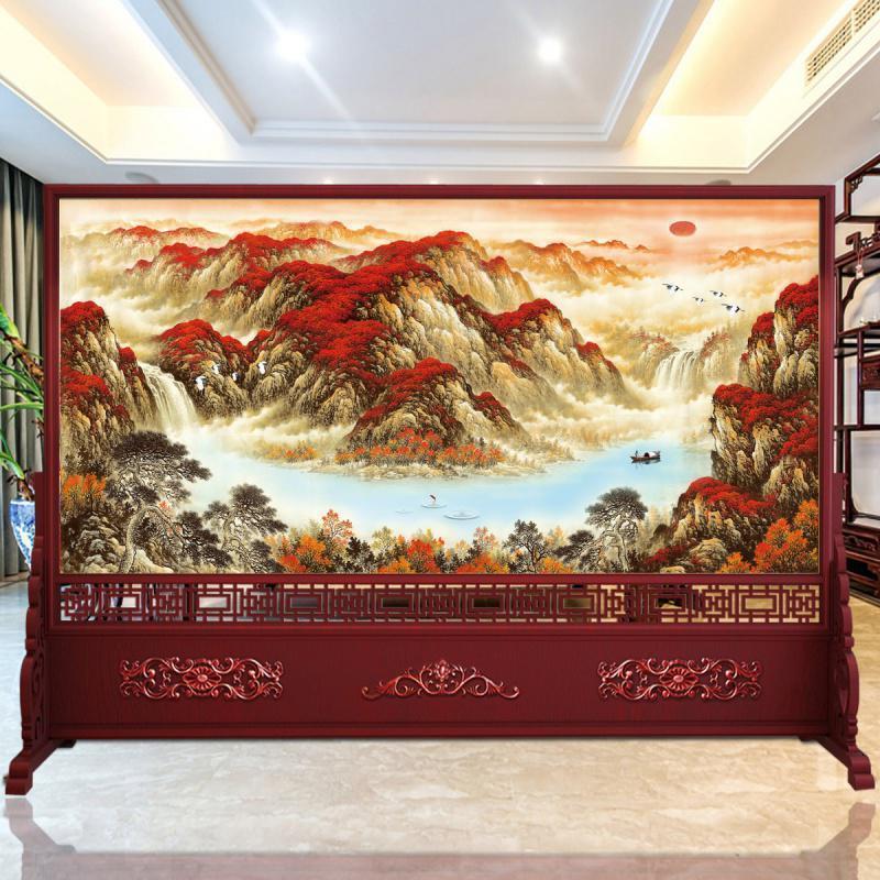 BONJEAN中式客厅屏风隔断墙实木公司办公室酒店单位进玄关座屏高清大图