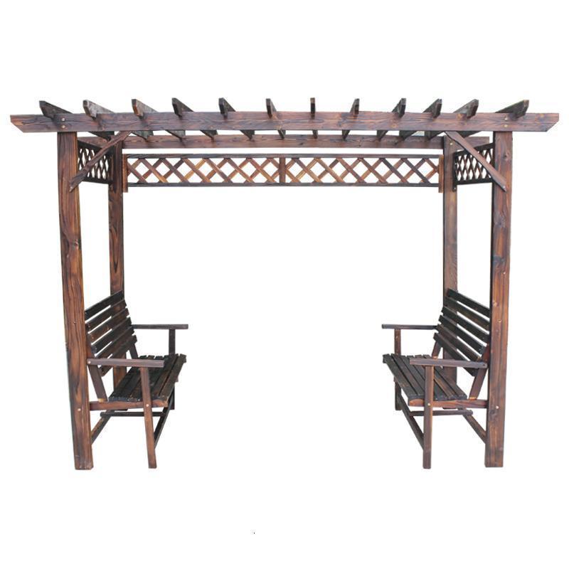 森美人庭院碳化木葡萄架户外简易防腐木葡萄架庭院实木户外凉亭木屋家具 经典款葡萄架（有椅无桌）