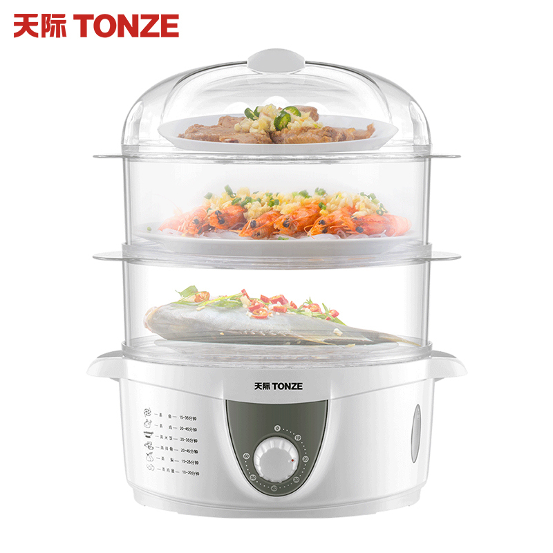 天际(TONZE)煮蛋器三层旋转控制多功能小型煮蛋器迷你鸡蛋羹蒸炖食物早餐机三层大容量多用途锅DZG-40AD