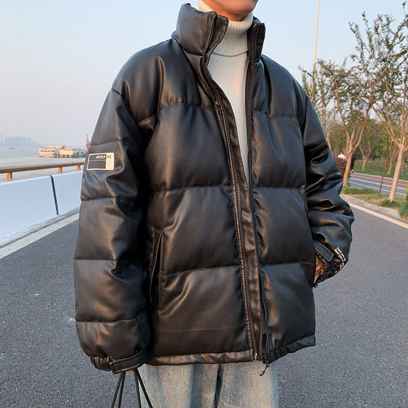 baluoshangpu皮棉衣男韩版潮流防风保暖皮棉袄冬季新款宽松潮牌加厚