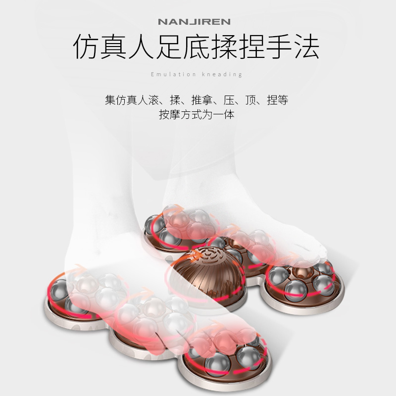 南极人(NanJiren)足浴器 电动加热按摩洗脚盆恒温 自营足浴盆深桶 遥控功能电动版黑红色NBX6F50543高清大图