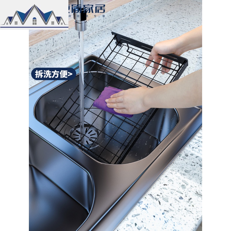 不锈钢厨房置物架放碗架壁挂式碗碟盘子收纳架子免打孔碗筷沥水架 三维工匠高清大图