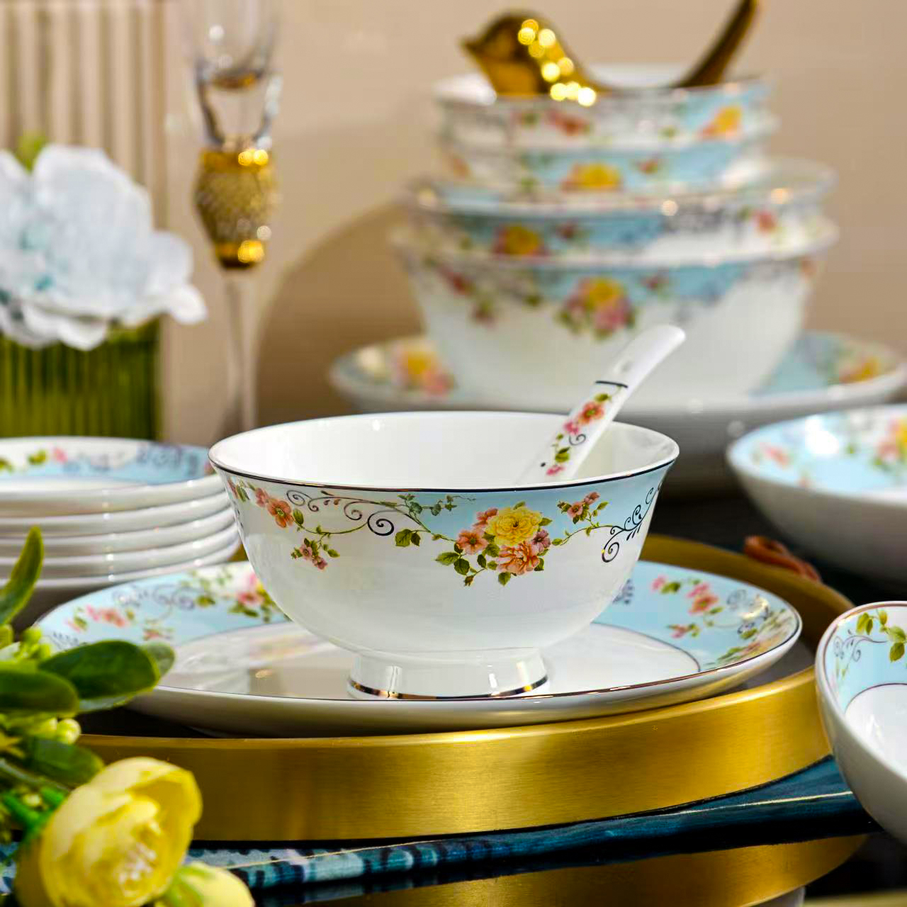 北国风光 欢沁骨瓷28头餐具 TS-0028 套高清大图