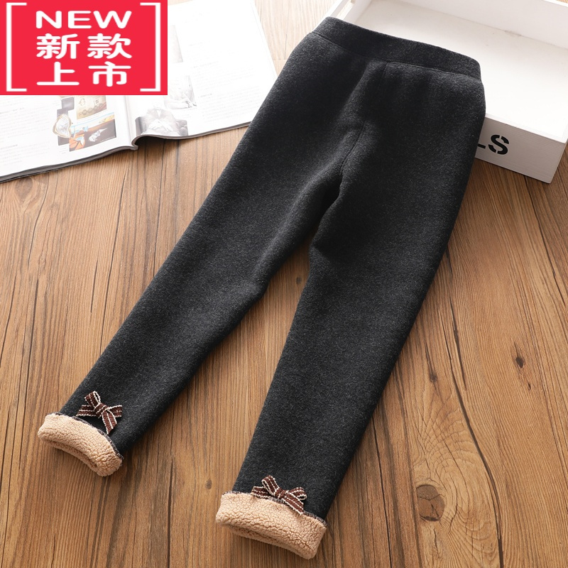 可莉允女童加厚加绒秋冬儿童高腰保暖一体绒外穿铅笔裤女宝宝棉裤保暖裤