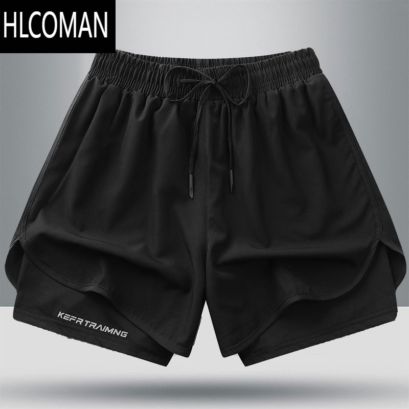 HLCOMAN防走光跑步运动冰丝短裤男女同款夏季篮球训练速干健身透气三分裤