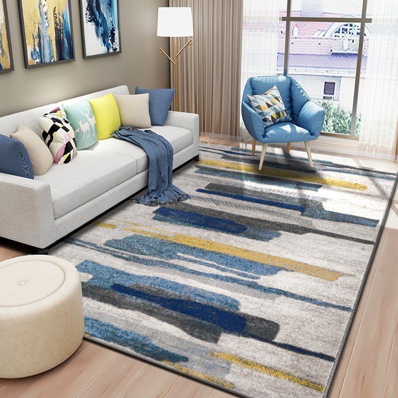 家柏饰(CORATED)北欧现代简约地毯ins风格客厅茶几毯欧式卧室床边毯长方形 蓝幽 1.6米×2.3米