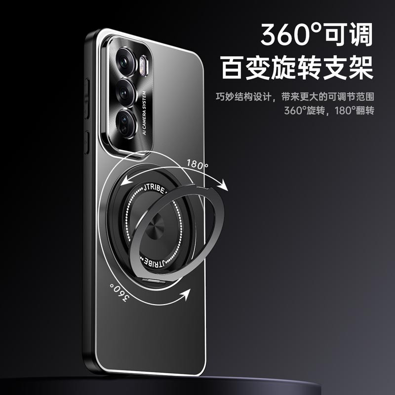 圣幻 oppo reno12手机壳reno12pro手机套硅胶软边全包边保护壳防摔磁吸旋转支架网红壳