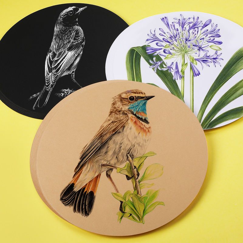 圆形牛皮纸彩铅纸绘画专用纸素描纸速写美术加厚专业黑卡纸白卡纸白卡