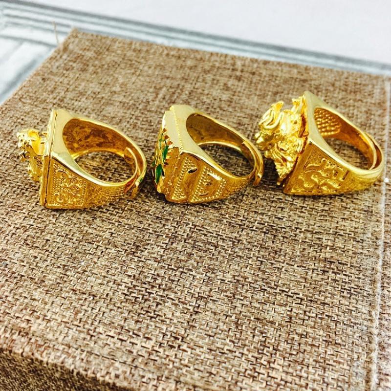 金开口貔貅关公指环镀黄金龙头男士沙金戒指可节久不色送女朋友老婆生日礼物送女朋友七夕情人节礼物