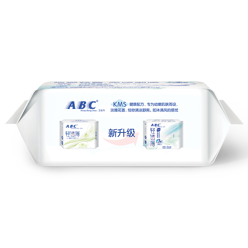 [ABC旗舰店]ABC日用迷你卫生巾 190mm*8片*6包 超薄 棉柔透气 姨妈巾(含KMS健康配方)48片组合高清大图