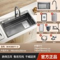 浪鲸（SSWW）水槽大单槽304不锈钢洗菜槽洗碗槽多功能洗菜盆家用蜂窝压纹水池 78*45水槽-精铜抽拉龙头