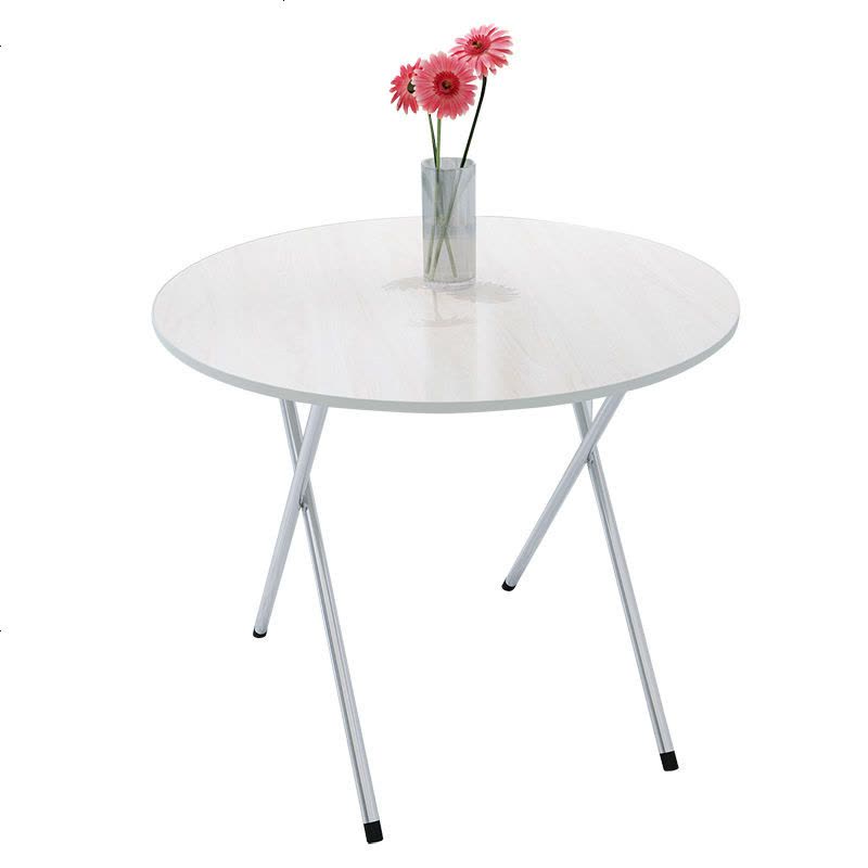 简约餐桌折叠圆形4人吃饭桌家用户外摆摊便携出租房宿舍桌子 50CM高 蓝底花图片