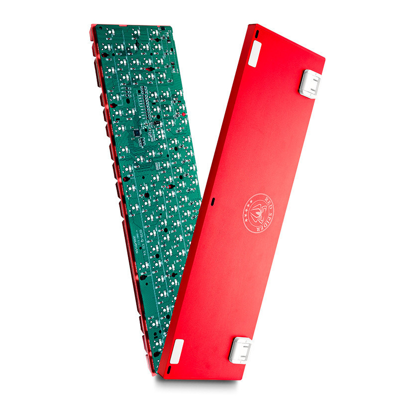 雷神红蜘蛛K75R 红轴104键 全铝合金键身RGB幻彩背光 电镀键帽机械键盘 玛瑙红色 吃鸡游戏有线键盘