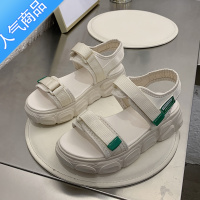 SUNTEK运动老爹凉鞋女2023新款夏季ins潮网红百搭魔术贴松糕厚底沙滩鞋 米色 36