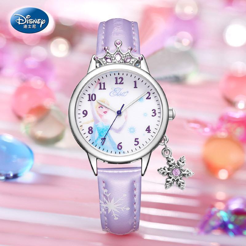 迪士尼儿童手表女孩卡通可爱防水艾莎公主指针式女童小学生电子表