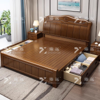 臻远 ZY-X164 实木床抽屉款 1.8m+2个床头柜+床垫