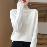 24秋冬新套头毛衣女安迪绒半高领针织打底衫女修身韩版厂 XL 白色