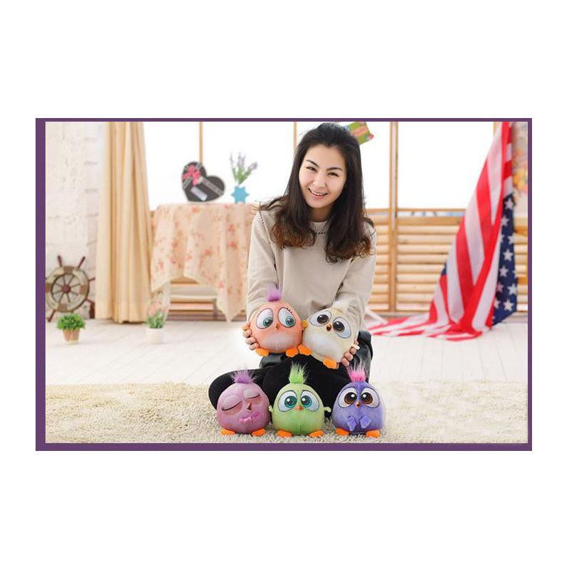 中号35厘米毛绒玩具鸟 可爱五色小鸟公仔 新款毛绒彩色小鸡吉祥物礼品