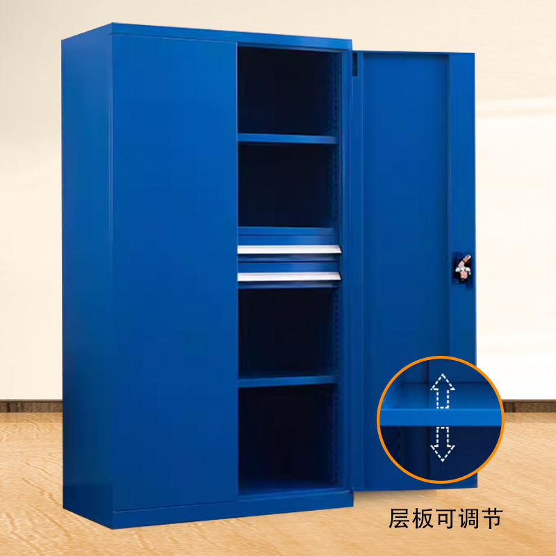 正斌重型工具柜车间用加厚物件工具储物柜工厂铁皮柜汽修厂零件收纳柜蓝色四层二抽