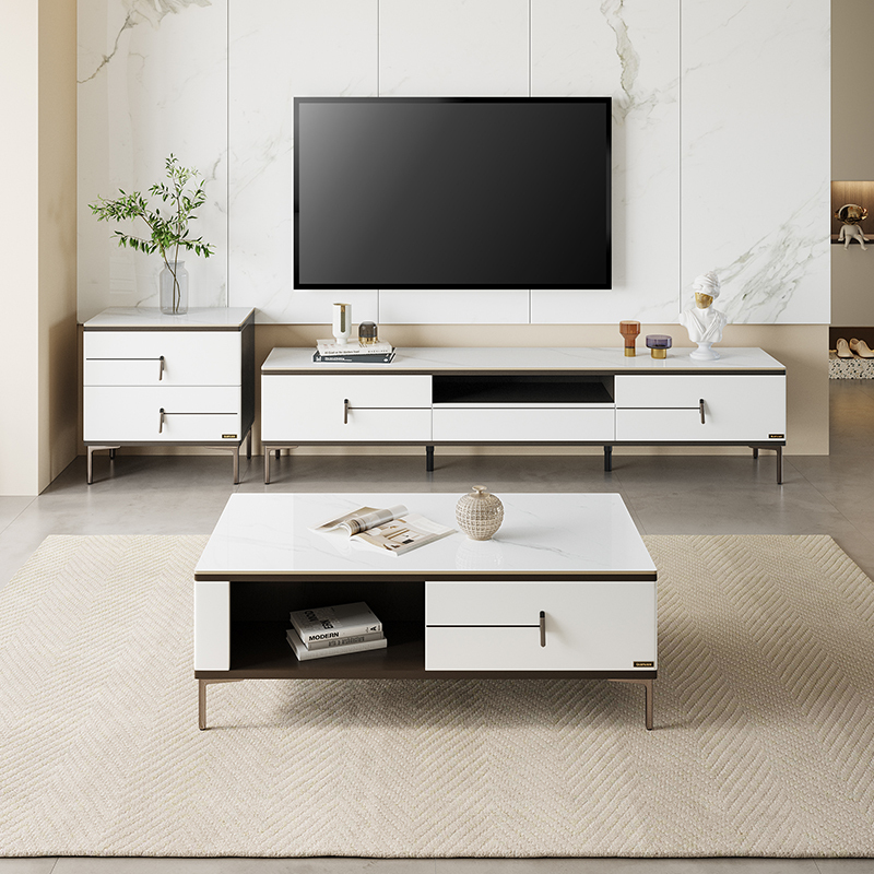 全友家居简约现代茶几电视柜组合 小户型岩板方形茶几茶桌dw1081