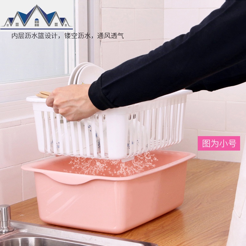 装碗筷收纳盒餐具放碗沥水架家用收纳箱带盖塑料碗柜厨房置物架子 三维工匠高清大图