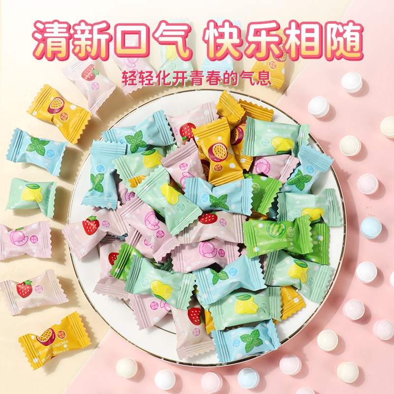 珍丽友 接吻糖6种混合口味100g 清新口气水蜜桃薄荷草莓西瓜百香果柠檬零食糖果硬糖年货过年高清大图