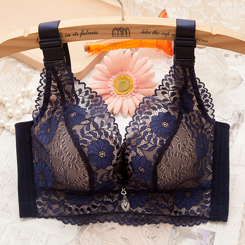 可莉允大红结婚性感本命年小胸聚拢加厚内衣女士无磁无钢圈调整型文胸