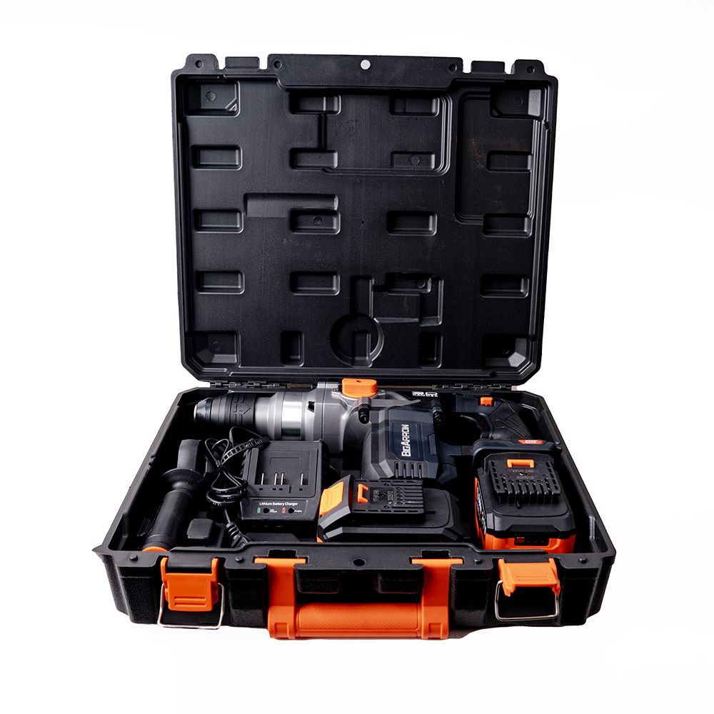 华丰巨箭 无刷锂电电锤两电一充套装 BA-99014/21V 30mm/6.0AH/1.8A座充 套高清大图