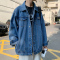 NEW LAKE黑色牛仔外套男潮牌欧美街头胖子加肥加大码宽松夹克衣服男春秋季夹克